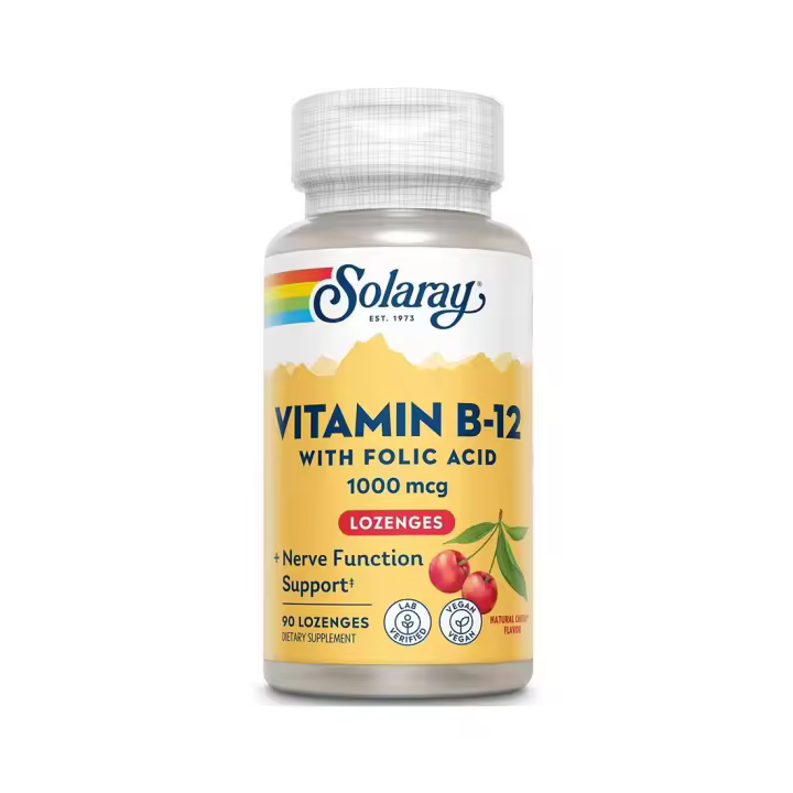 Solaray - VIT.B12+ACIDO FÓLICO 1000 MCG - 90 COMPRIMIDOS SUBLINGUALES - 1