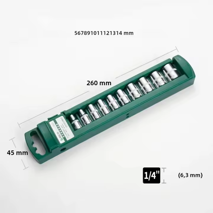 Juego De Encabezados De Destornillador Hexagonal Para Llave De Ratchete 1/4 3/8 1/2 Con Soporte Profundo Y Largo Herramienta De Destornillador Con Funda - 1