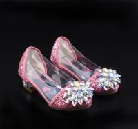 Zapatos De Princesa De Cristal Y Diamante Para Niñas Zapatos Altos De Moda Estilo Cenicienta Cuero PU Decoración De Lazo Tacón Cuadrado Ajuste True to Size - details 7