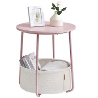 Mesa Auxiliar Redonda con Cesta de Tela - Espaciosa Mesa Lateral para Salón, Dormitorio o Mesita de Noche, Estilo Moderno, Disponible en Varios Colores - details 50