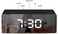 Reloj Despertador Digital LED con Alarma y Repetición - Espejo de Maquillaje - Negro - details 0