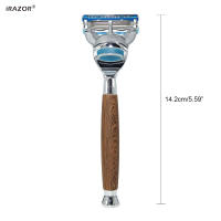 iRAZOR Clásica M5 Afeitadora Manual De Seguridad Con 5 Capas Herramienta De Peluquería Para Barba Y Cabello De Hombre Mango De Grano De Madera Regalo De Cumpleaños - details 2