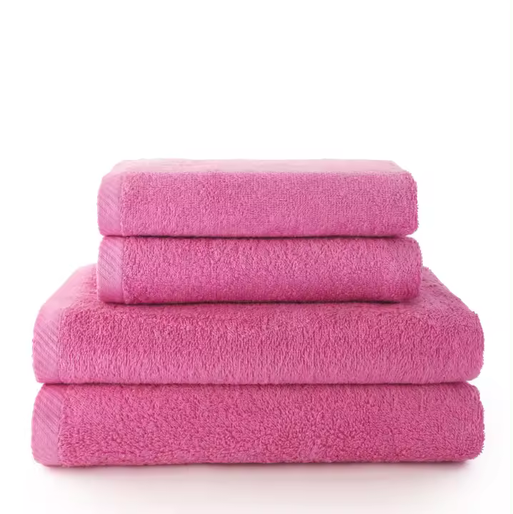 Set 4 Toallas piezas: 2 manos + 2 baño color fresa, El mejor textil hogar para tu casa Fijalo - 1