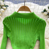 Vestido De Punto Para Mujer REALEFT Otoño Invierno Con Cinturón Cuello Polo De Mano Sola Manga Larga Ajuste Cintura Alta Vestido De Trabajo - details 37