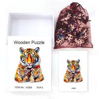 Rompecabezas De Madera En Forma Irregular De Tigre Caja De Regalo Hermoso Para Agradecimiento Y Navidad Regalo Para Adultos Antiestrés - details 5