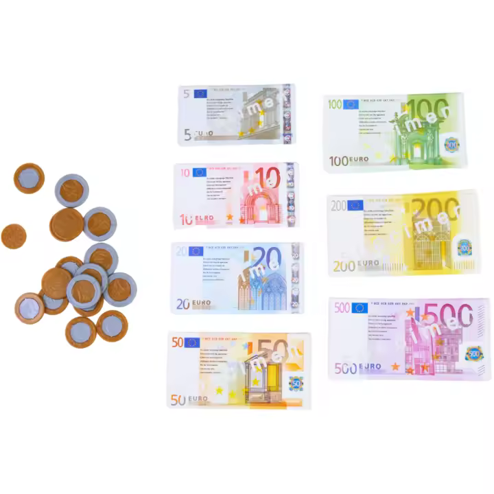 Dohe Educa - Monedas y Billetes de Euro para Niños (De 1 céntimo a 500 €), Juego didáctico con Dinero Falso, Material Escolar y Educativo - 1