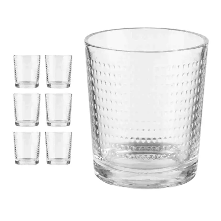 XOCOTŌ® Juego 6/12 vasos de Agua / Refresco 'Dots' Vasos de cristal de Alta Calidad, para Agua y bebidas, 260ml Transparentes, de Cristal - 1
