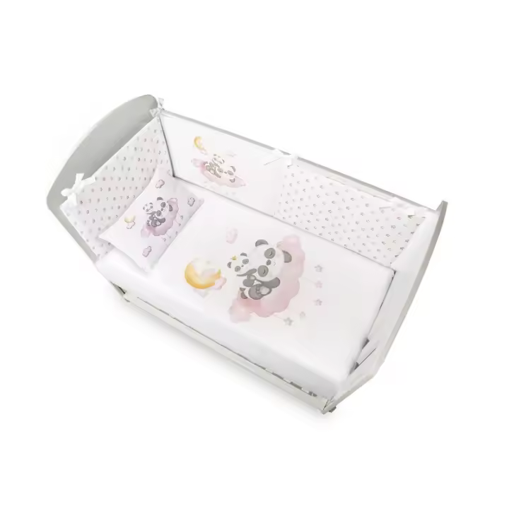 Funda Nórdica Cuna y Chichonera + Almohada + Relleno Modelo  Panda Rosa Don Algodón - 1