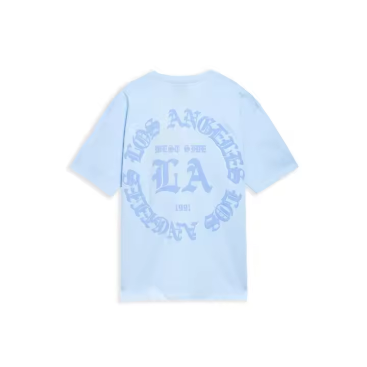 Camiseta Area Zero Celeste Los Angeles Flocked Logo Oversized Tee - 1