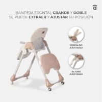 Asalvo Trona Chef Forest – Trona Evolutiva con Altura Ajustable, Respaldo Reclinable, Sistema Antideslizante y Ruedas, Bandeja Doble y Textil Lavable - details 1