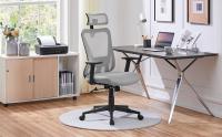 Silla Escritorio de Oficina Ergonomica Sillon Despacho con Respaldo Bloqueable Entre 90° y 130° Silla Soporte Lumbar Ajustable Malla Transpirable para Oficina Estudio Gris - details 0