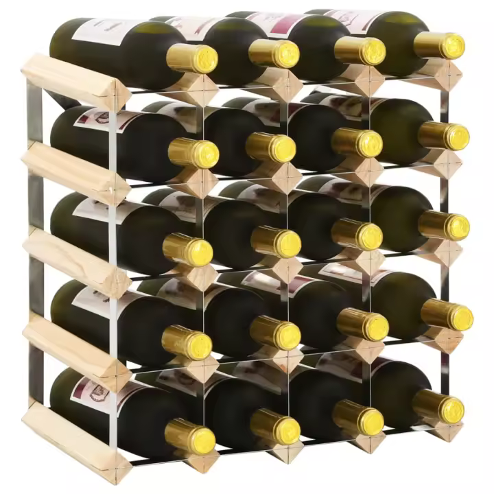 vidaXL Botellero para 20 botellas de madera maciza de pino - 1