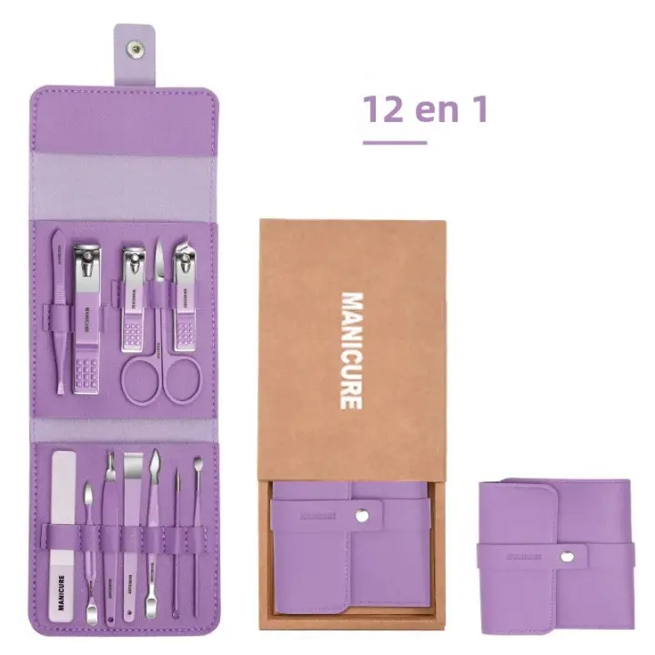 Set Profesional De Manicura 12/16 Pcs Kit Completo De FunCIÓN Pedicura Con Cuero Portátil Regalo Ideal Para Hombres - 1