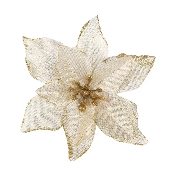 12/24pcs Flores De Navidad Con Brillo Decoración Para Árbol De Navidad Ornamentos Para Año Nuevo Falsas Flores De Fiesta Decoración De Invierno - 1
