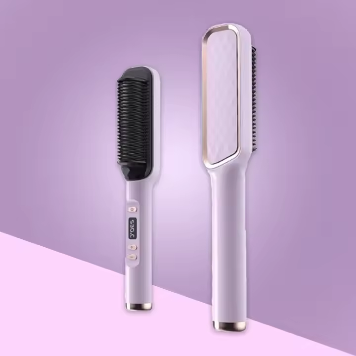 🎁【Detalles para Mamá】Soporte Alisador Profesional 220V - Calentamiento Rápido 30 Segundos, Placas Cerámicas Ionizadas, 45W, Antienredos, para Cabello Seco/Húmedo - Alisa y Da Volumen (Morado) - 1