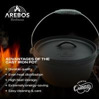 AREBOS hierro fundido Dutch Oven BBQ Set de con caja madera guantes protectores - details 10