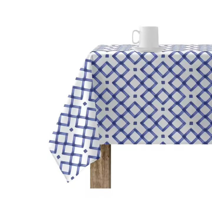 Mantel antimanchas de tela por metros impermeable teflon - Ancho 140cm - Geométrico azul clásico 46059-1    mantel por metros; manteles; mantel barato; mantel jardín - 1