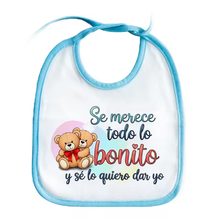 MERCHANDMANIA Babero color frase bonita amor lindo ositos regalo san valentin baby bib - 1