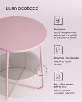 Mesa Auxiliar Redonda con Cesta de Tela - Espaciosa Mesa Lateral para Salón, Dormitorio o Mesita de Noche, Estilo Moderno, Disponible en Varios Colores - details 53