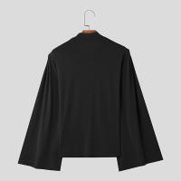 Camiseta De Hombre Estilo Americano Con Diseño Superpuesto Y Cuello De Swing Retro Streetwear Casual Manga Larga Irregular Talla S-2XL - details 4
