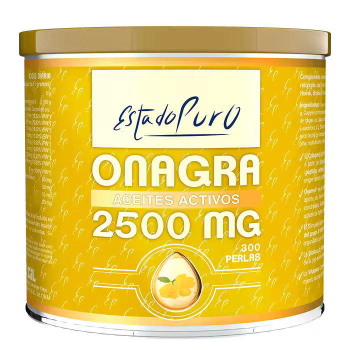 Aceite de Onagra Estado Puro 2500mg por Dosis Diaria - 300 Perlas de Onagra de 500mg con Vitamina E - Aceite de Semillas de Onagra Prensado en Frio Rico en Omega 6 y 10% GLA  Cuídate con TONGIL - 1