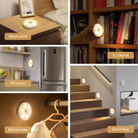 Aigostar 4 Piezas 3000K Luz Nocturna Magnética LED con Sensor de Movimiento, Luz Armario Adhesiva USB Recargable, 0.5W Luz Noche para Habitación, Pasillo, Cocina, Escaleras, Baño - details 5