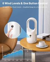 Ventilador de escretorio sin Aspas 6 Modos de velocdad, Pequeño ventilador recargable sin Aspas con catería de 2000mAh - details 3