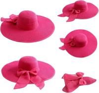 Sombrero de paja de Ala Ancha para Mujer, de Ala elegante, plegable y enrollable, ideal para Playa, Vacaciones, Viajes y Sol. - details 0