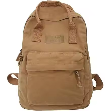 Mochila estética para la escuela, mochila de lona linda, mochila escolar, mochila de color sólido, mochila escolar, mochila informal, mochila para computadora portátil, marrón - 1
