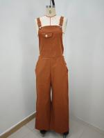 Monopiece Retro Europeo Y Americano Para Mujer Con Bolsillos De Color Sólido Pantalones Casuales Y Sueltos De Overal - details 1