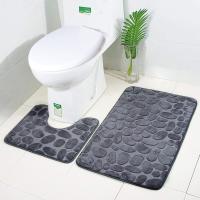 Juego de 2 alfombrillas de baño antideslizantes Alfombrillas de pedestal de baño suaves Inodoro absorbente en forma de U con WC Lavable a máquina Gris - details 2