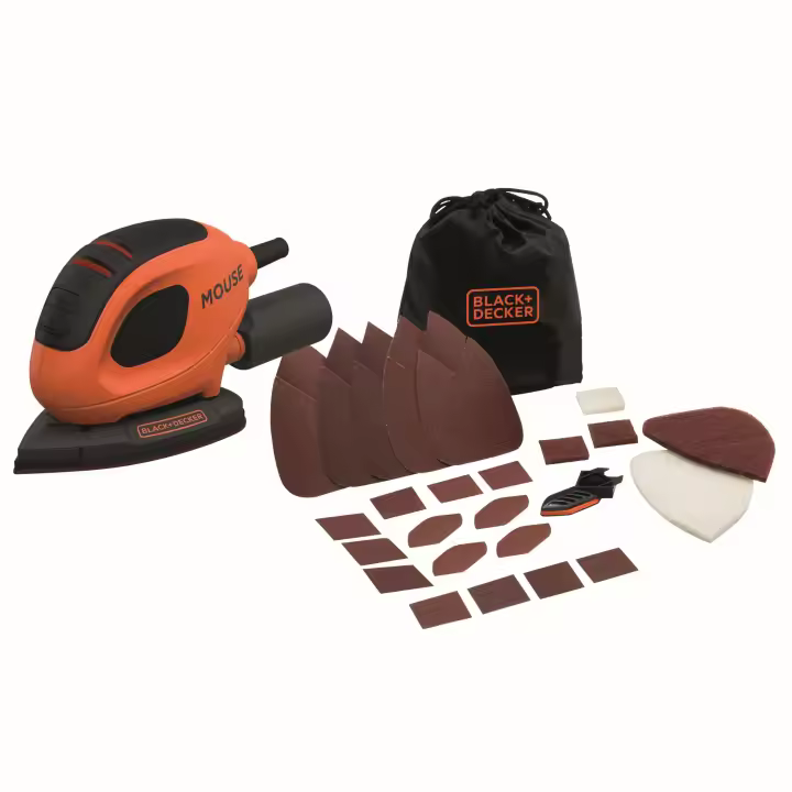 Black & Decker BEW230BC-QS - Lijadora Mouse 55W con 15 Accesorios y Bolsa - 1