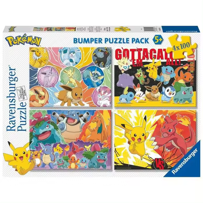 RAVENSBURGER PUZZLE 4X100 POKEMON PUZZLE 4X100 33x23x3 Cms. - 1