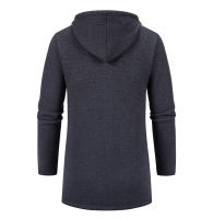 Chaqueta De Punto Para Hombre Con Capucha Y Forro De Plush Thicken Cardigan De Invierno Estilo Casual Cierre De Cremallera Manga Larga Color Sólido - details 5