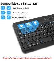 Teclado Bluetooth Inalámbrico Con Ratón Para IOS Android Windows Tablet iPad Air Mini pro Español Coreano Portugués Ruso Incluye Batería - details 9