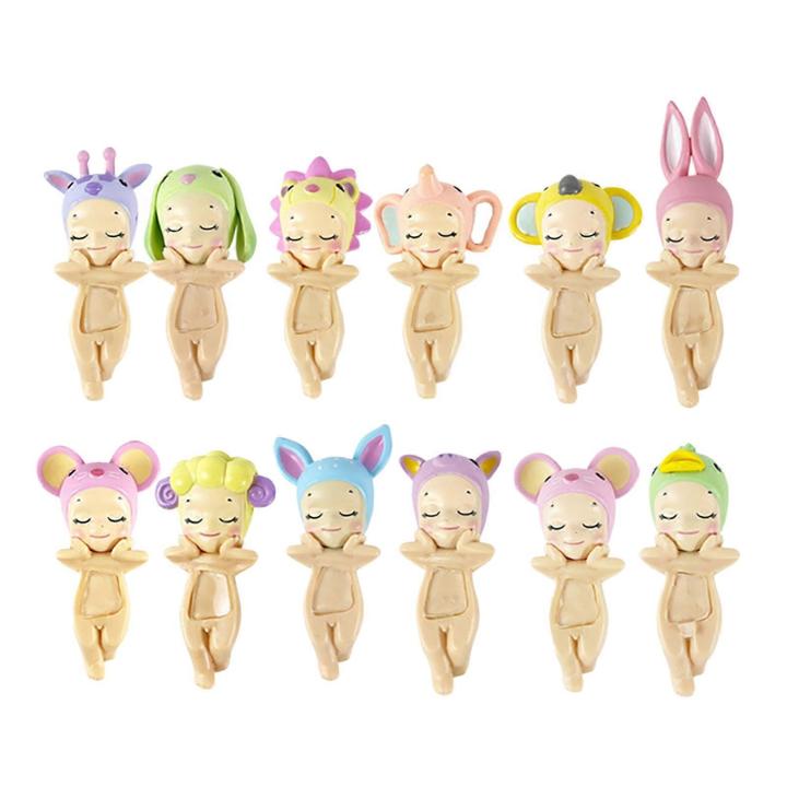 Lovely Sonny Angel Figurine Dolls Set of 12 PVC Angel Baby Figure Office Desk Ornament Coffee Shop Car Dashboard Decors