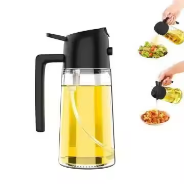 Recipiente rociador de aceite de doble uso para cocina, con pulverizador y vertido, apertura y cierre automáticos. - 1
