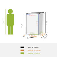 Outsunny Caseta de Jardín 0,92 m² 100x103x160 cm Cobertizo Exterior de Acero Galvanizado con Puerta Cerradura y Techo Inclinado para Almacenamiento de Herramientas - details 2
