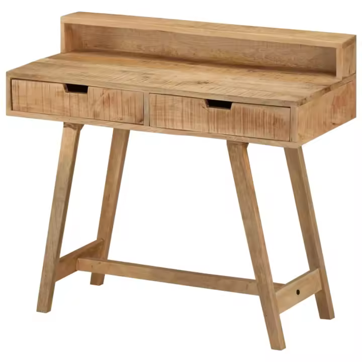 vidaXL Escritorio de madera de mango rugosa 100x45x90 cm - 1