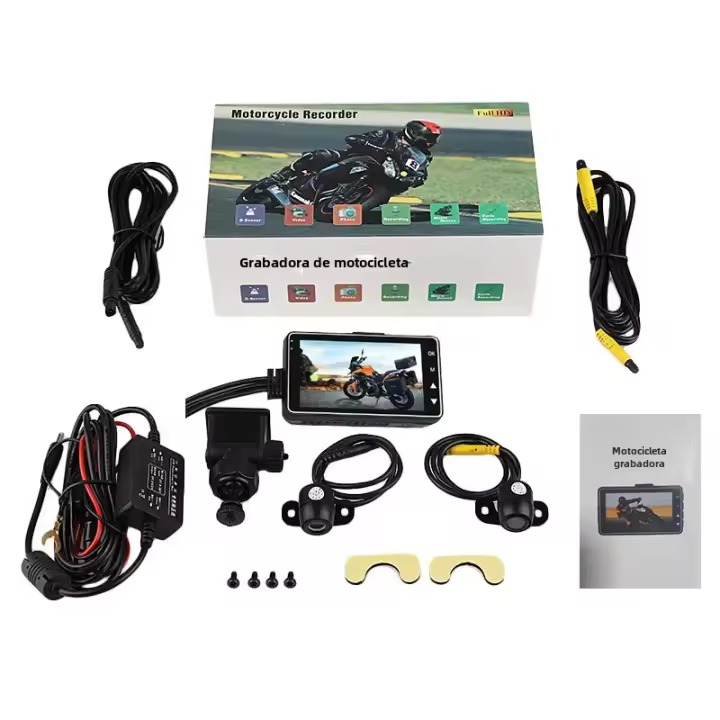 Cámara De Dash De Motocicleta DVR Con Dos Cámara Frontal Y Trasera Grabadora De Zinc Aluminio Automáticamente Encendida Y Apagada Grabación En Loop - 1