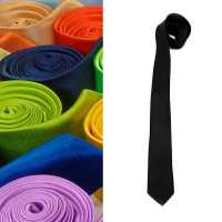 Ociodual Corbata estrecha negra de moda poliester unisex Tie Necktie Black Satin - details 2