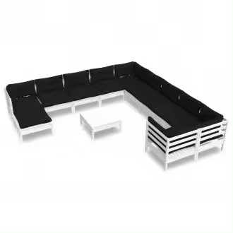 VIDAXL 3097062 juego de muebles para jardín de madera maciza de pino color blanco y gris antracita 12 piezas - 1