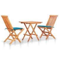 vidaXL Set de bistró 3 pzas con cojines madera maciza teca en color Antracita/Estampado cuadros rojos/Verde brillante y más | acolchados duraderos para sofás de jardín terraza exterior - details 3