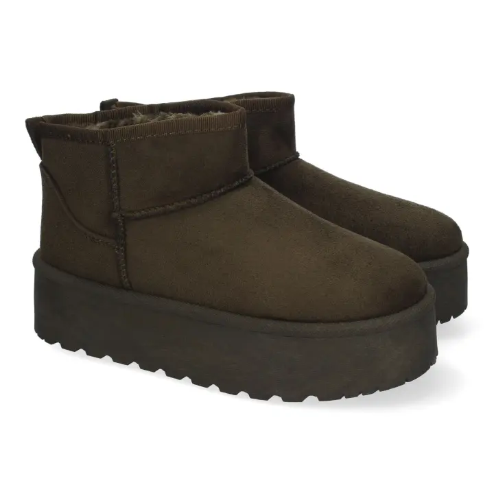 PuntoSalao Botas australianas de plataforma y pelo para mujer color verde 6BKA - 1