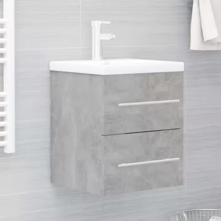 vidaXL Armario para lavabo madera contrachapada gris 41x38,5x48 cm en color Gris hormigón/Roble Sonoma | almacenamiento funcional diseño moderno para baño dormitorio sala - 1