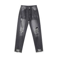 Jeans Rectos Para Mujer Moda Alta Cintura Washed Skinny Ropa Trasera Ropa De Lady Commuter Pantalones Delgados Con Agujeros Tendencia De Moda 2025 - details 15