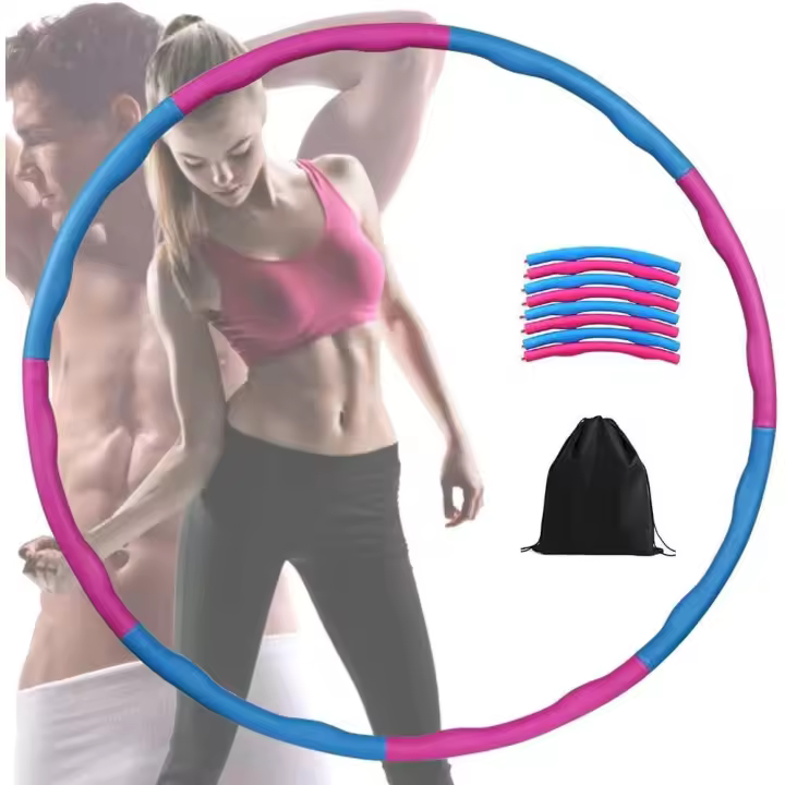 Hula Hoop, Hula Hoop con peso, diseño desmontable de 8 secciones, entrenamiento físico para perder peso, 1 kg, rosa y azul - 1