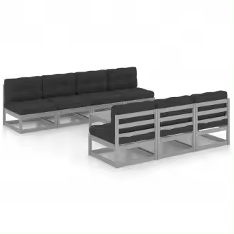 VIDAXL 3076401 juego de muebles modulares para exterior de 8 piezas de madera de pino acabado gris - 1