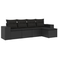 Set de muebles de jardín 5 pzas y cojines ratán sintético Negro, Negro y crema, beige and cream Conjunto Terraza Muebles Jardín Exterior Juego de Muebles de jardín Mueble Jardín Exterior Muebles de Salon Exterior - details 0