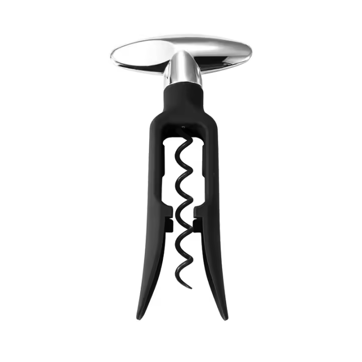 Easy Corkscrew Turn Key Bar Accessory Wine Bottle Opener, 6", Black - 1